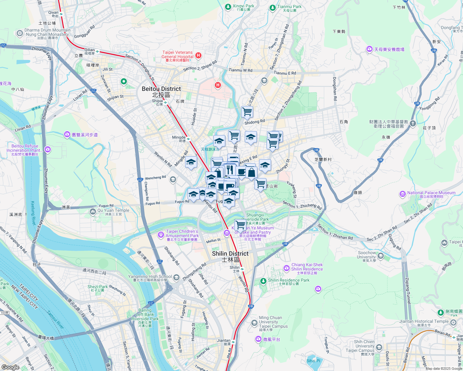 map of restaurants, bars, coffee shops, grocery stores, and more near in 