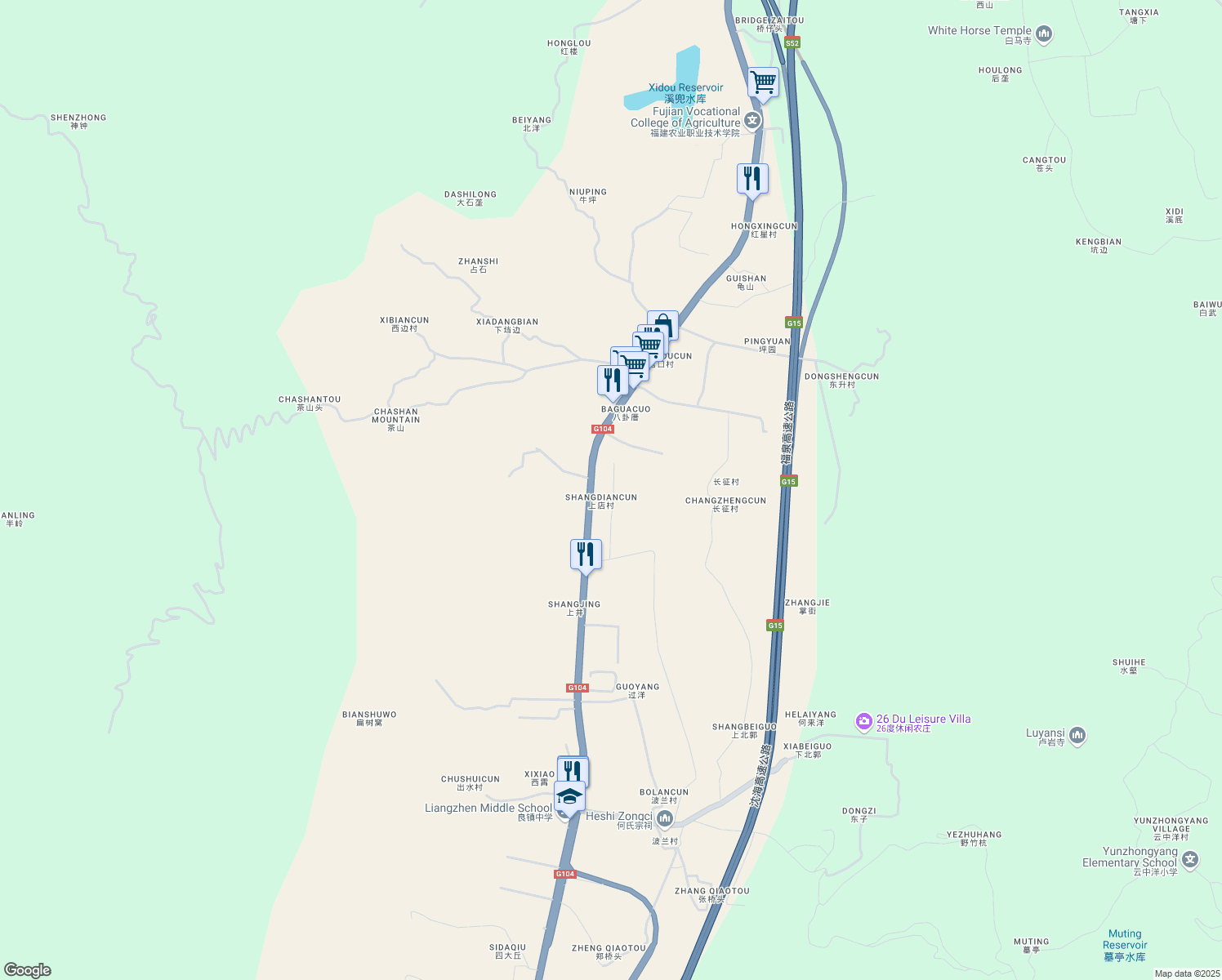 map of restaurants, bars, coffee shops, grocery stores, and more near in Fuzhou