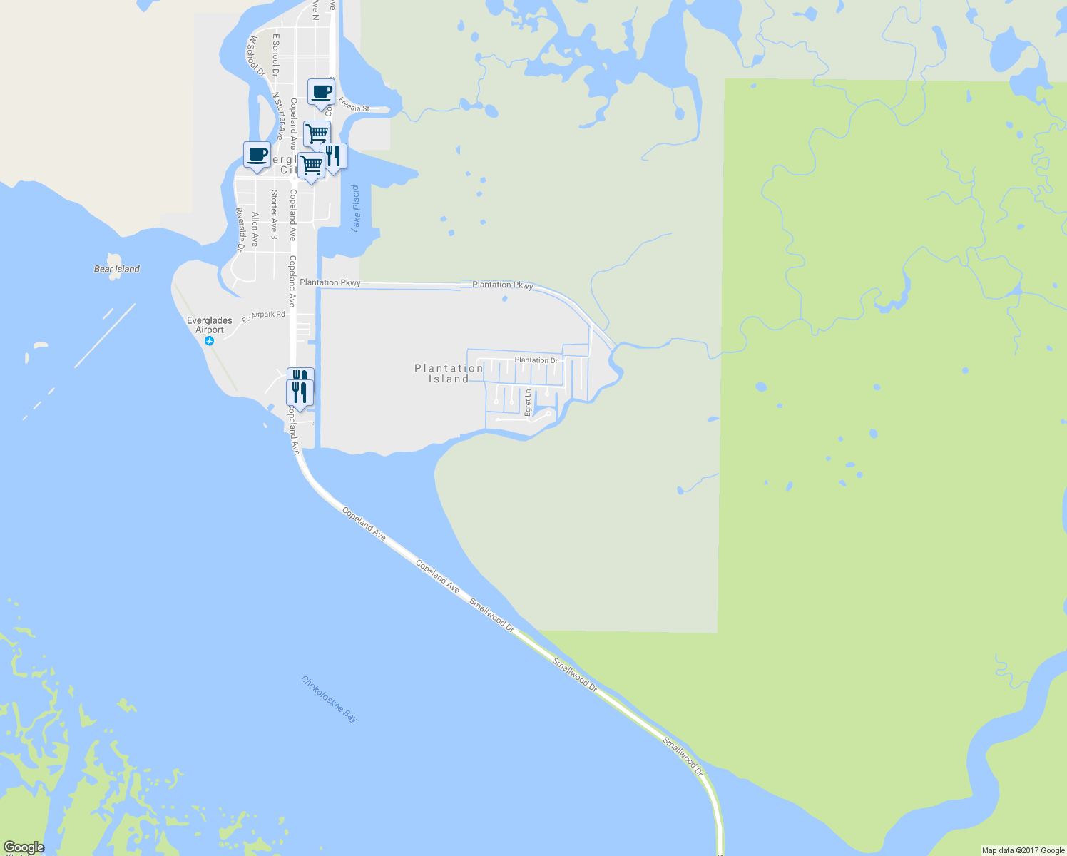 map of restaurants, bars, coffee shops, grocery stores, and more near 50 East Flamingo Drive in Ochopee