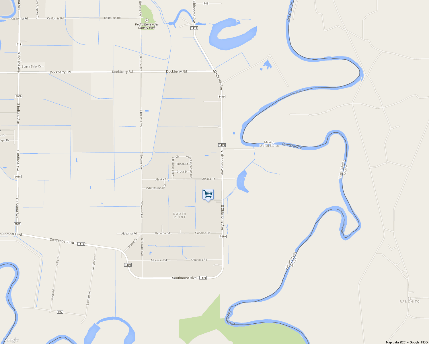 map of restaurants, bars, coffee shops, grocery stores, and more near 9865 Alaska Rd in Brownsville
