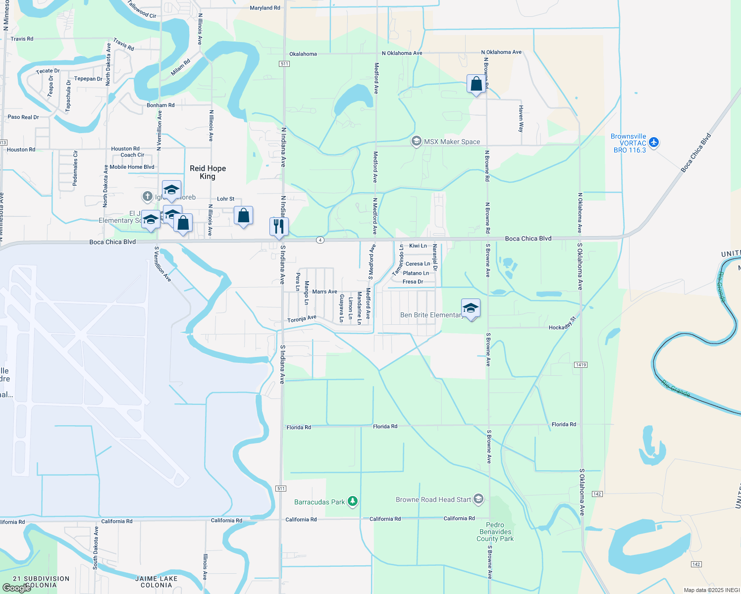 map of restaurants, bars, coffee shops, grocery stores, and more near 529 Medford Avenue in Brownsville