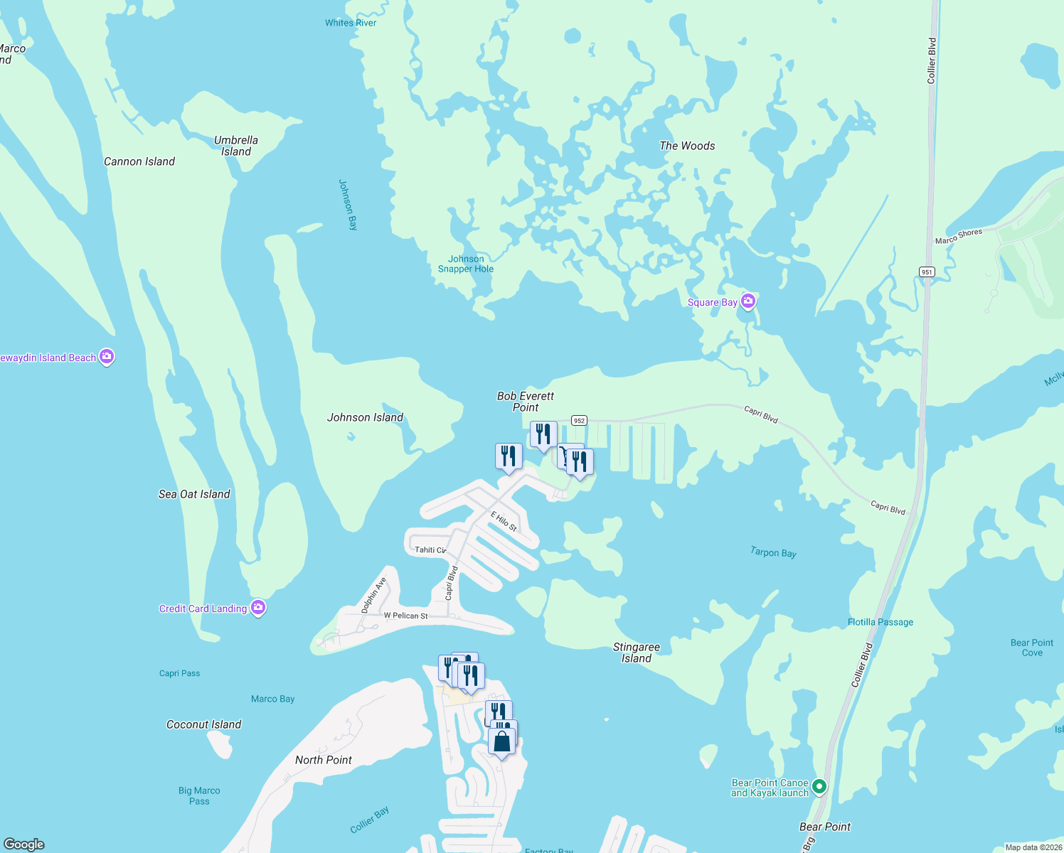 map of restaurants, bars, coffee shops, grocery stores, and more near 410 Antigua Street in Naples