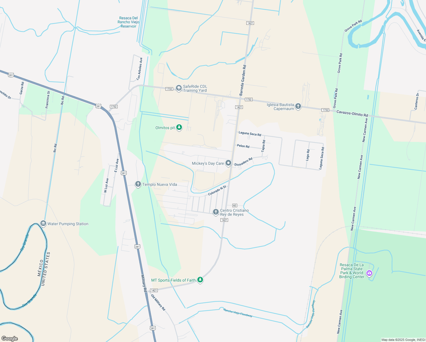 map of restaurants, bars, coffee shops, grocery stores, and more near 9731 Heavenly Gate in Brownsville