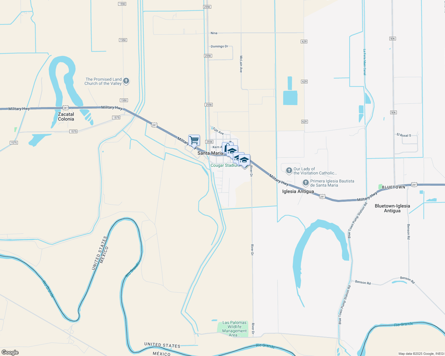 map of restaurants, bars, coffee shops, grocery stores, and more near 33358 Boyd Ave in Brownsville