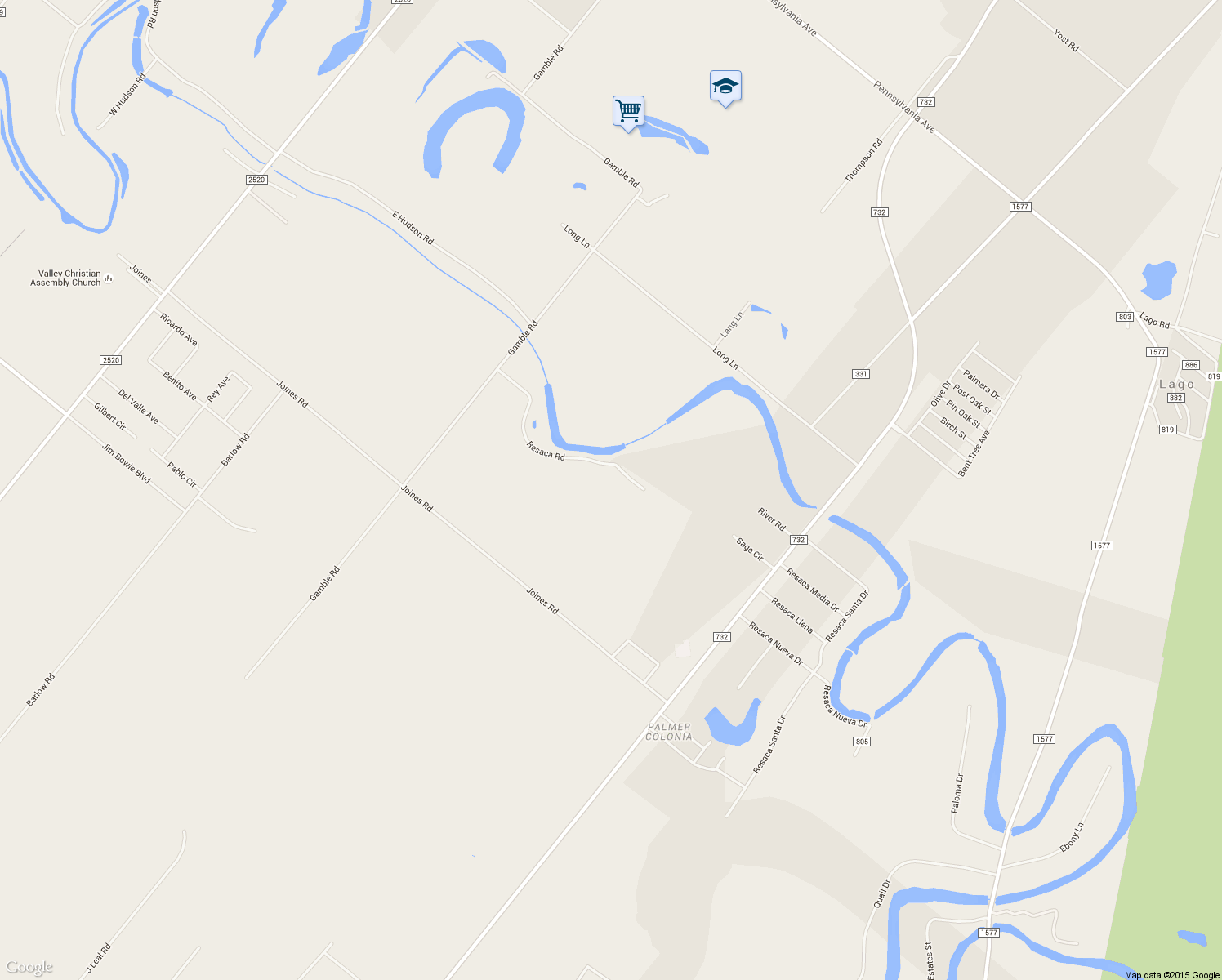 map of restaurants, bars, coffee shops, grocery stores, and more near 23744 Resaca Road in San Benito