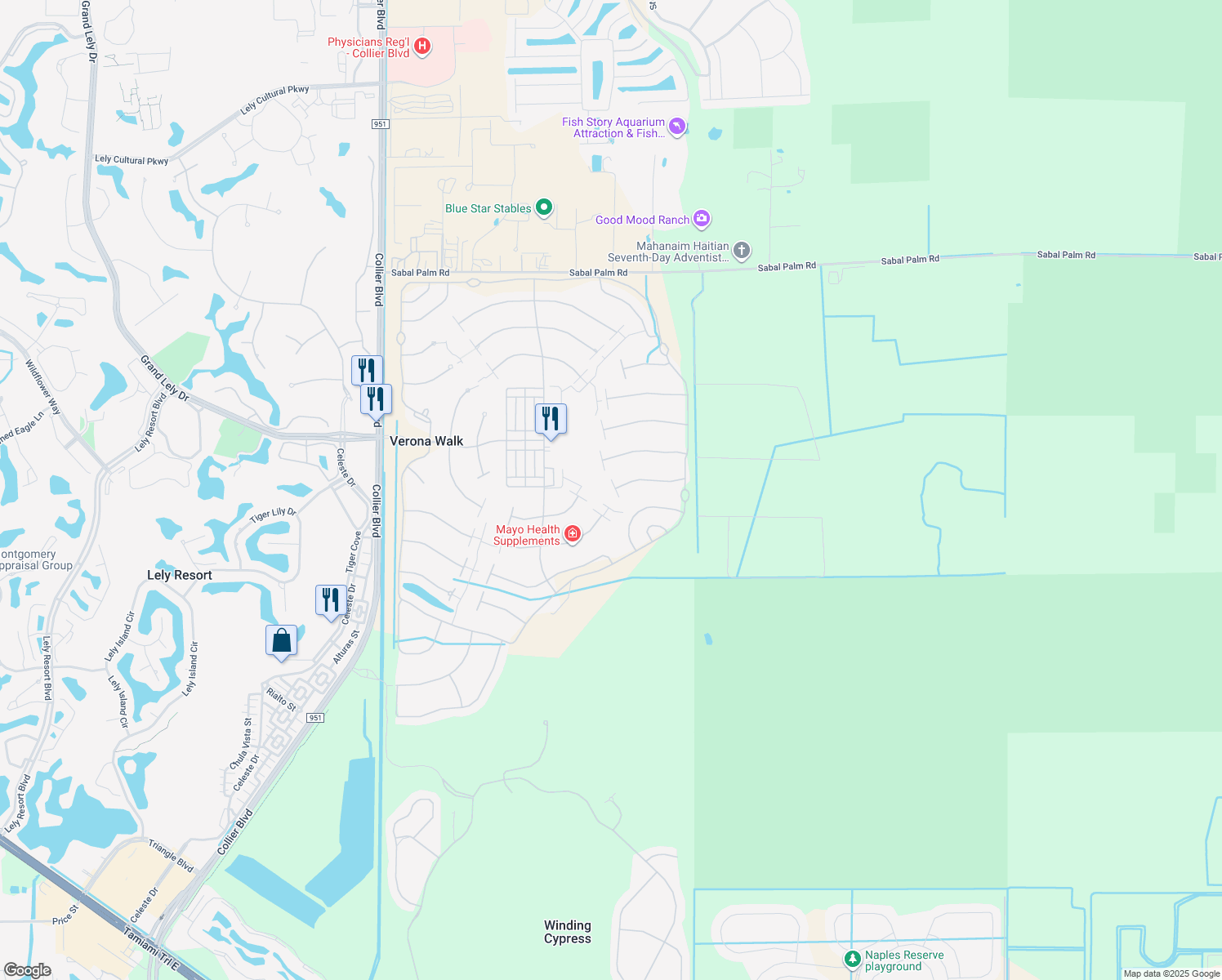 map of restaurants, bars, coffee shops, grocery stores, and more near 8085 Wilfredo Court in Naples