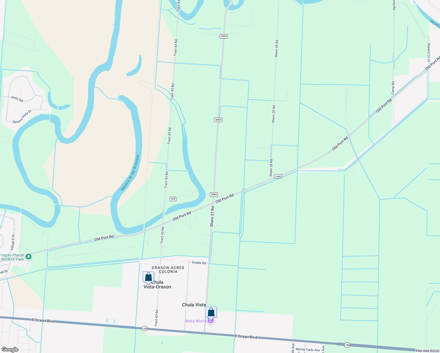 map of restaurants, bars, coffee shops, grocery stores, and more near 32343 Fm 3069 in Los Fresnos