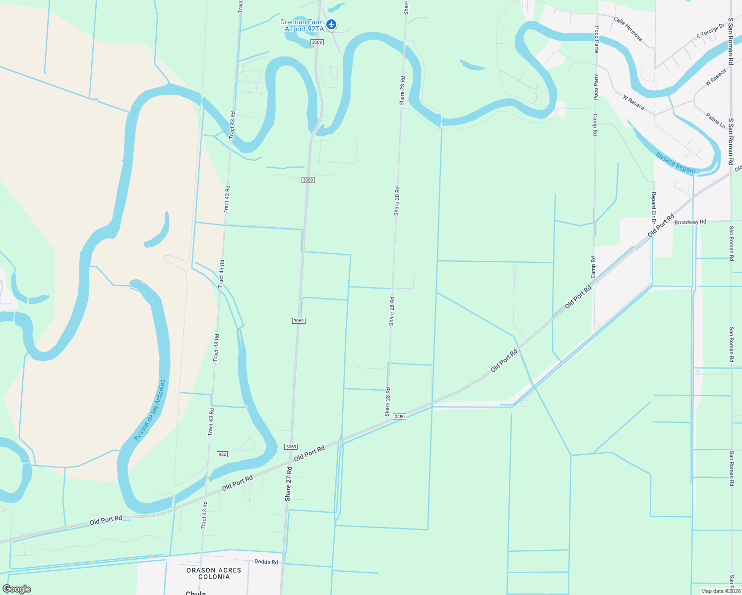 map of restaurants, bars, coffee shops, grocery stores, and more near 31732 Share 28 Road in Los Fresnos