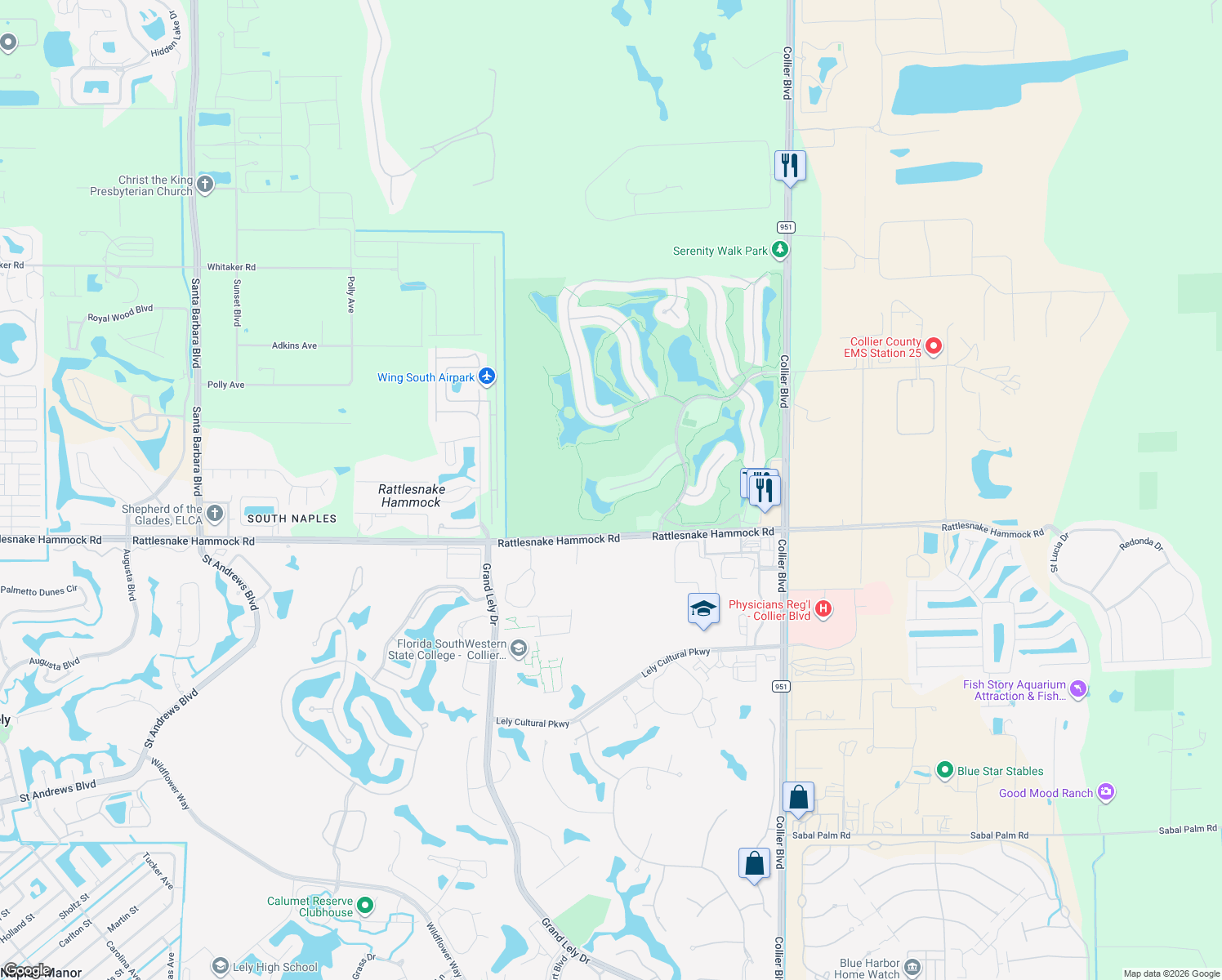map of restaurants, bars, coffee shops, grocery stores, and more near 4898 Hampshire Court in Naples