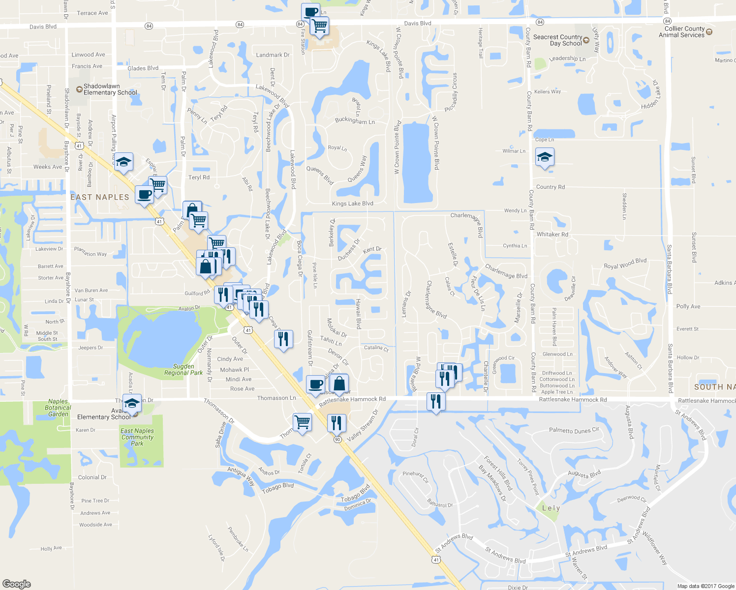 map of restaurants, bars, coffee shops, grocery stores, and more near 5230 Tudor Court in Naples