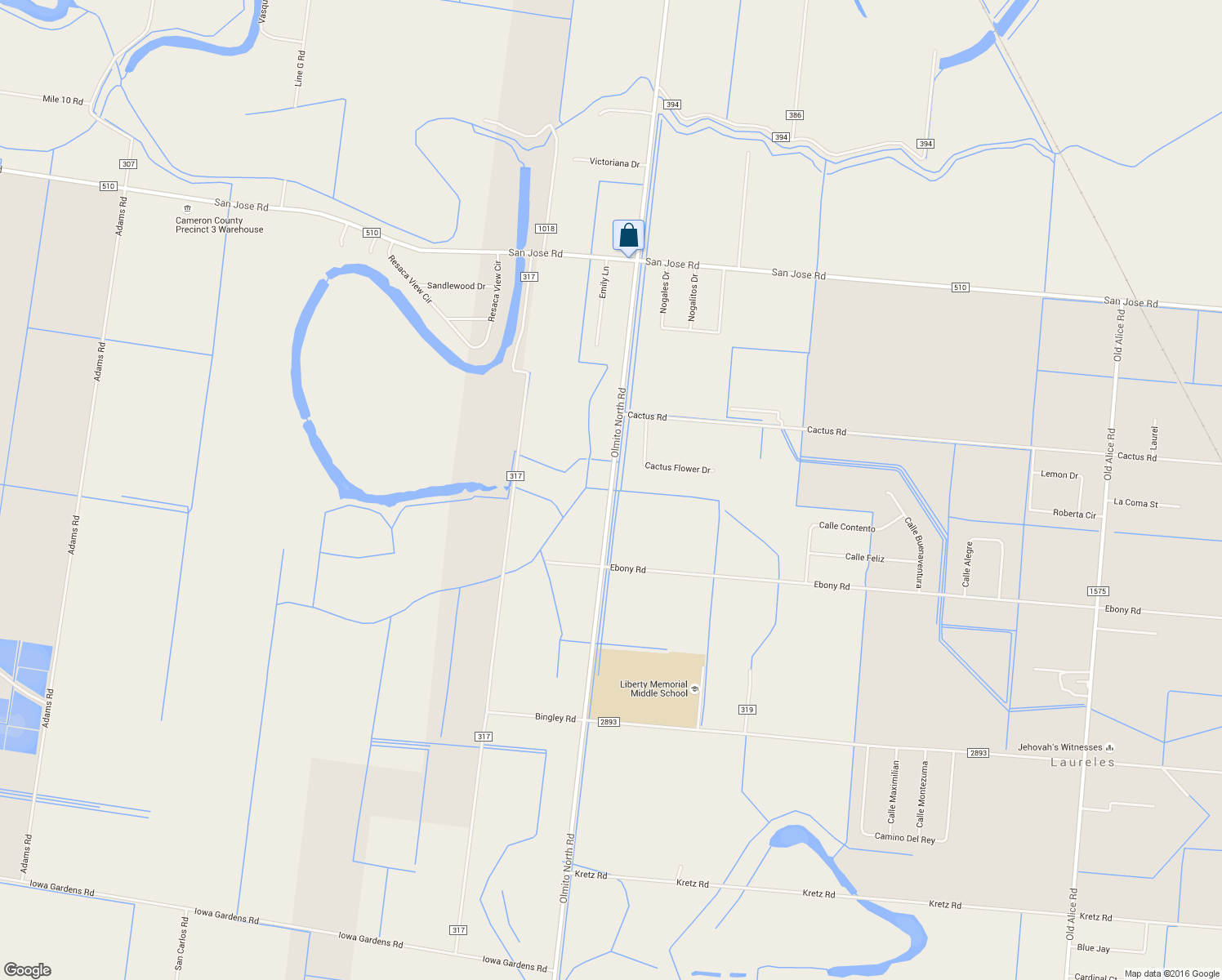 map of restaurants, bars, coffee shops, grocery stores, and more near Olmito North Road in San Benito