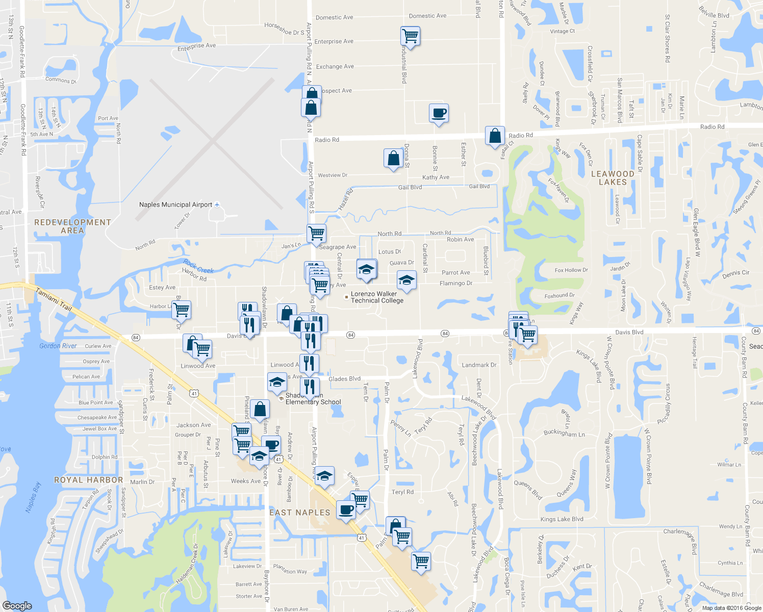 map of restaurants, bars, coffee shops, grocery stores, and more near 1400 Green Valley Cir in Naples
