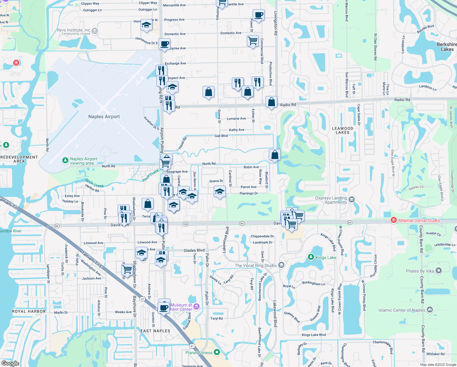 map of restaurants, bars, coffee shops, grocery stores, and more near 1003 Cardinal Street in Naples