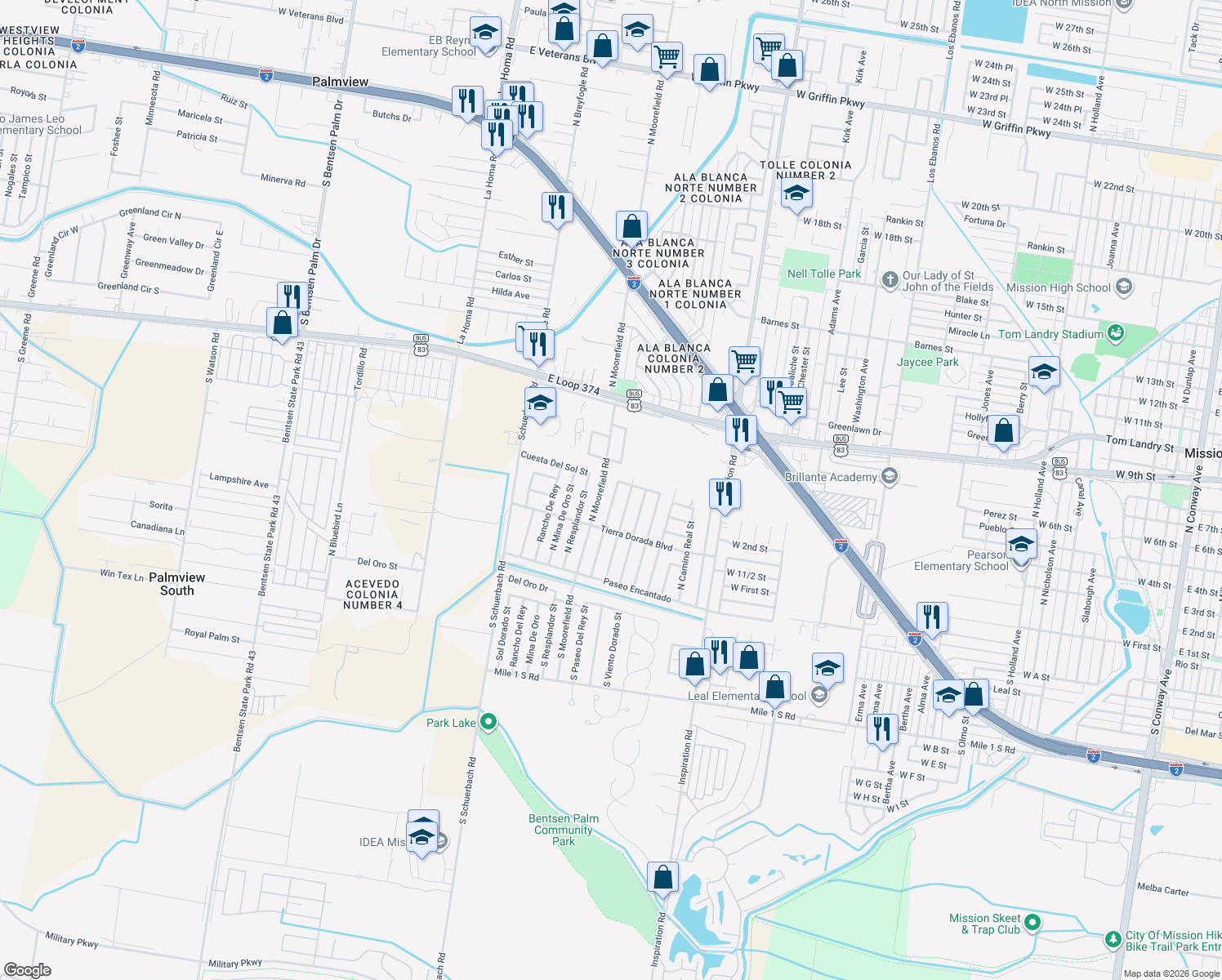 map of restaurants, bars, coffee shops, grocery stores, and more near 221 Paseo Del Rey in Mission