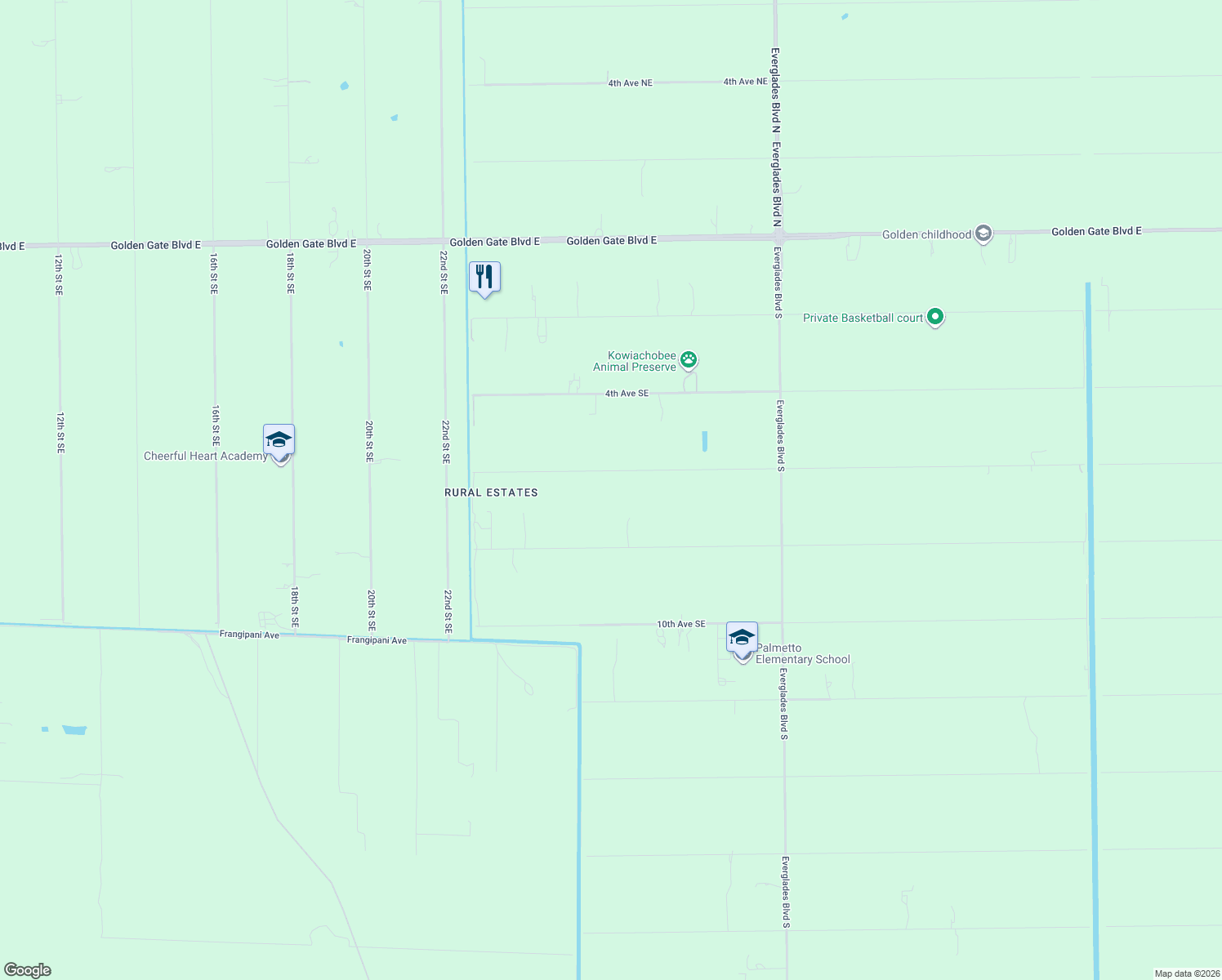 map of restaurants, bars, coffee shops, grocery stores, and more near 2660 6th Avenue Southeast in Naples