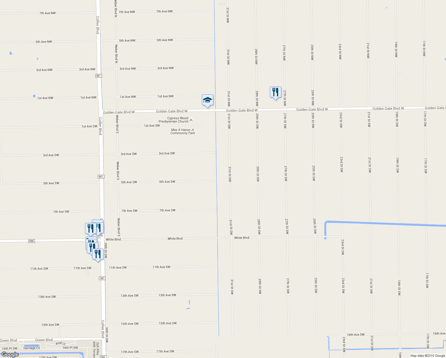 map of restaurants, bars, coffee shops, grocery stores, and more near 481 31st St SW in Naples