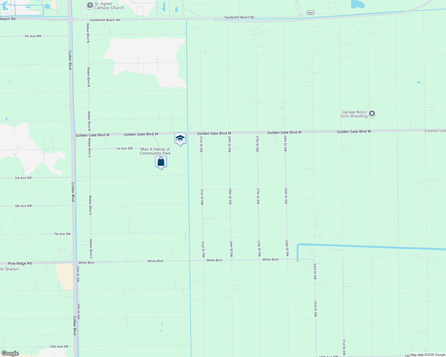 map of restaurants, bars, coffee shops, grocery stores, and more near 355 29th Street Southwest in Naples