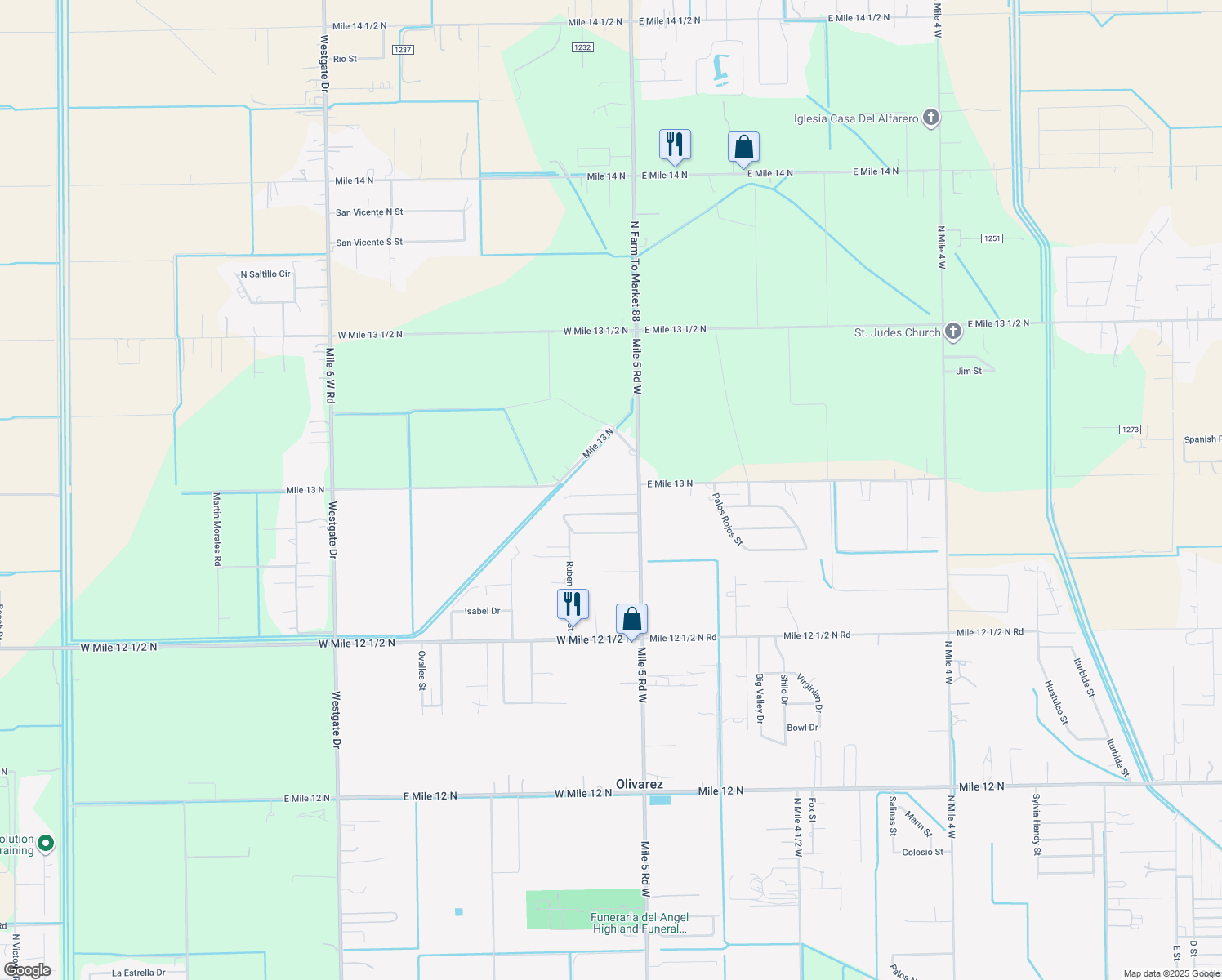 map of restaurants, bars, coffee shops, grocery stores, and more near 208 Amistad Lane in Weslaco