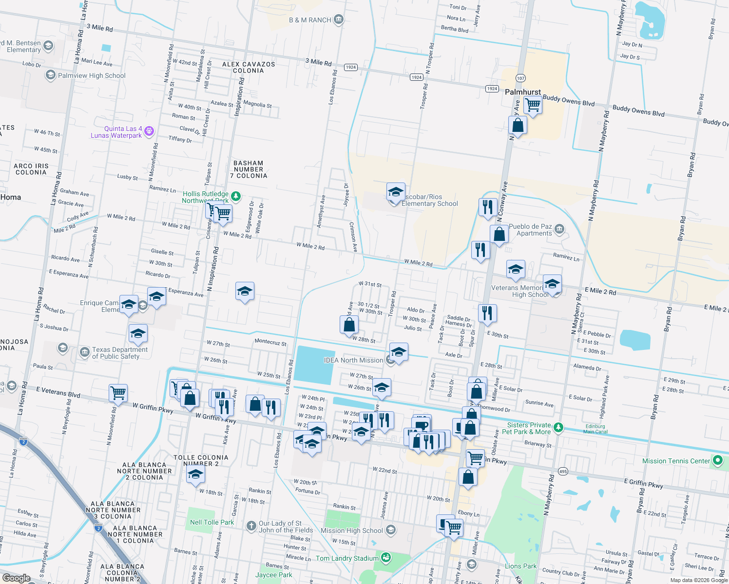 map of restaurants, bars, coffee shops, grocery stores, and more near 3015 Nickel Avenue in Mission