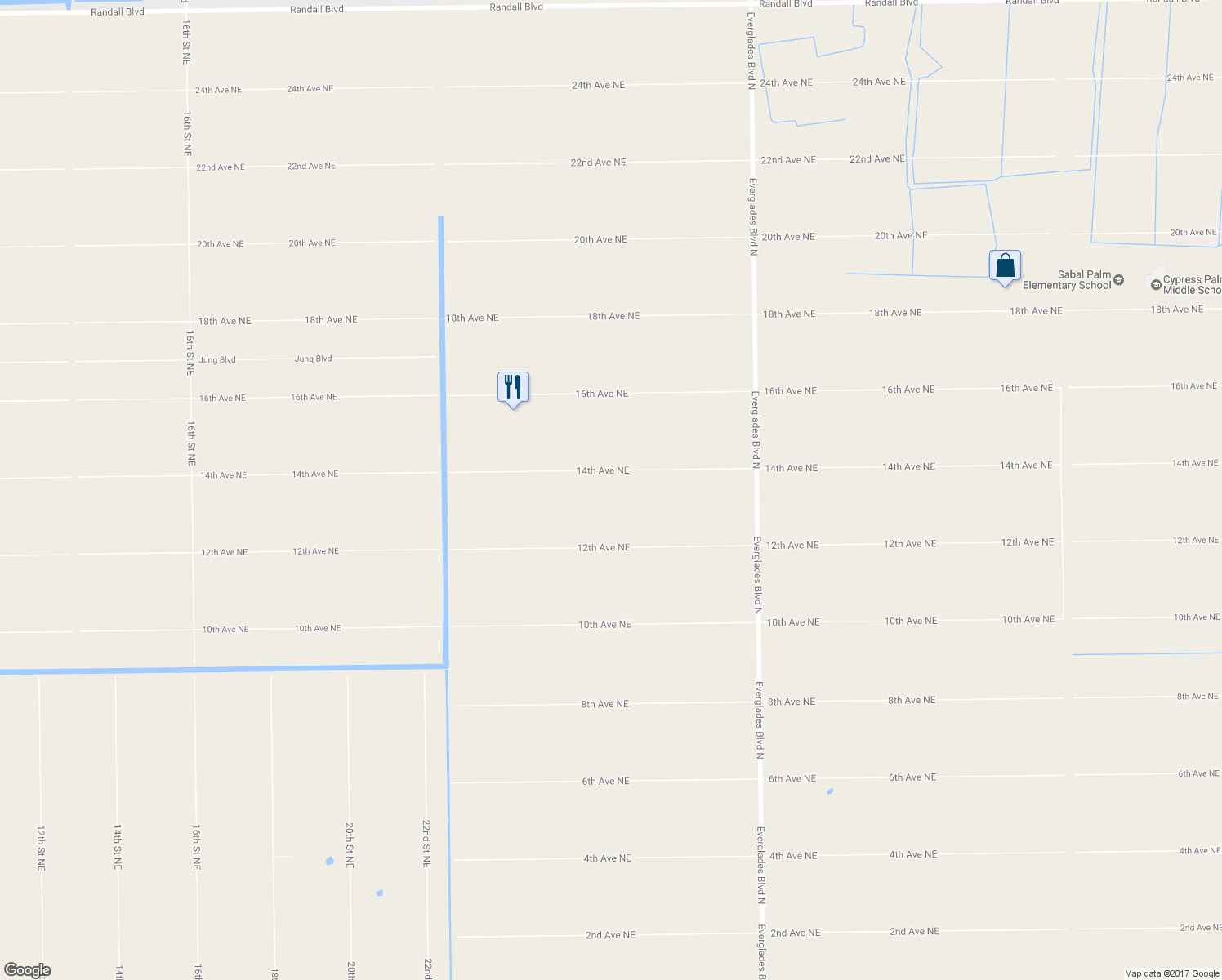 map of restaurants, bars, coffee shops, grocery stores, and more near 2740 14th Avenue Northeast in Naples