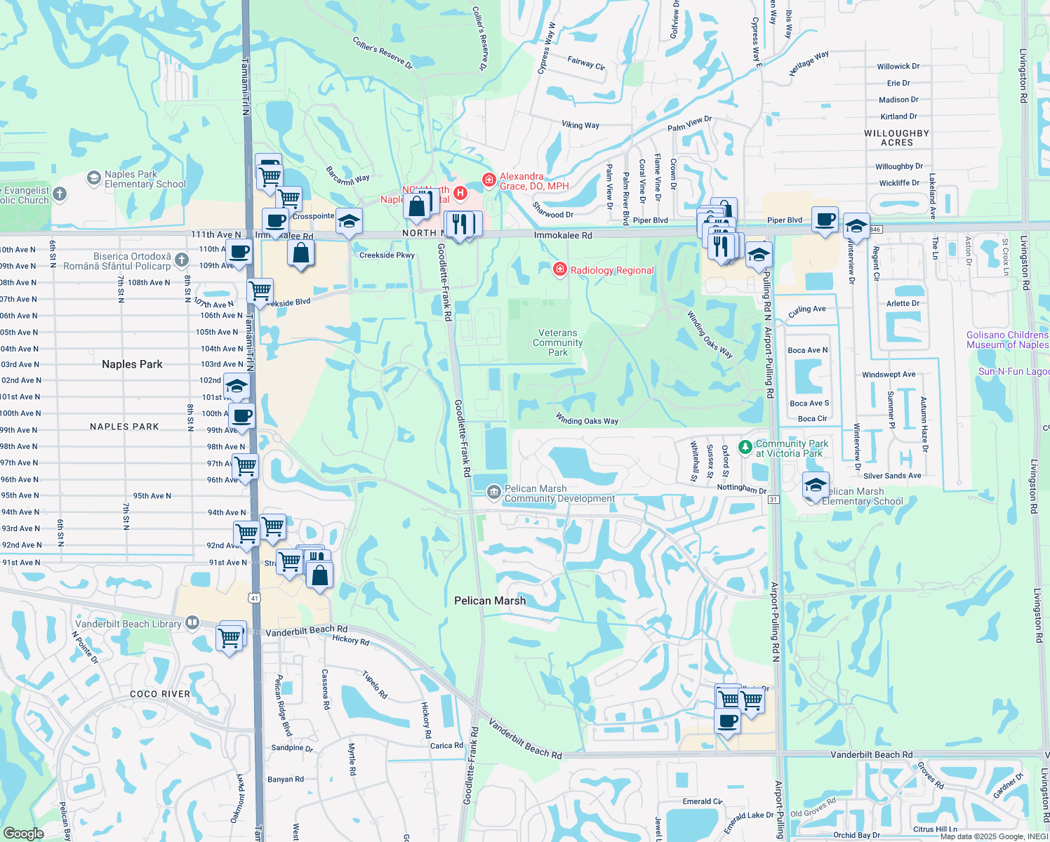 map of restaurants, bars, coffee shops, grocery stores, and more near 1795 Leamington Lane in Naples