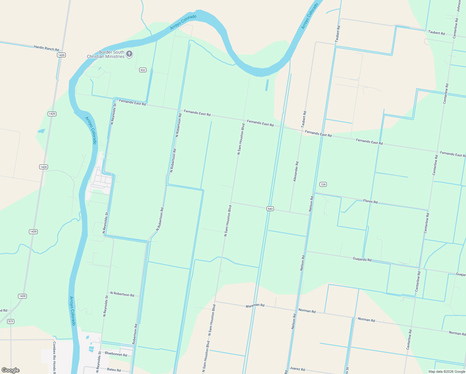 map of restaurants, bars, coffee shops, grocery stores, and more near 20150 N Sam Houston Blvd in Rio Hondo