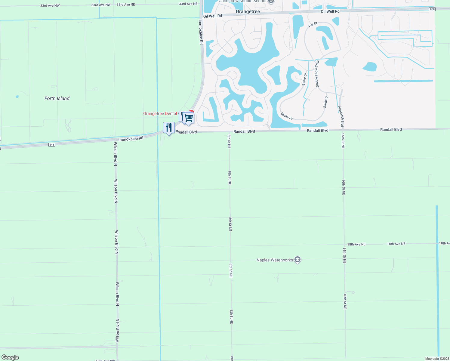 map of restaurants, bars, coffee shops, grocery stores, and more near 2271 8th Street Northeast in Naples