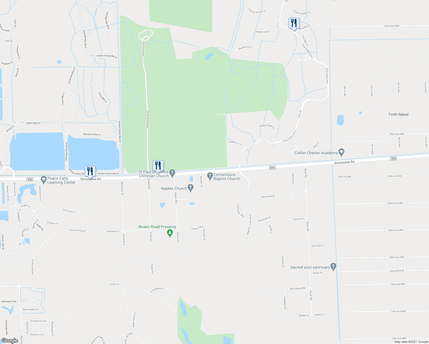 map of restaurants, bars, coffee shops, grocery stores, and more near 11120 Immokalee Road in Naples