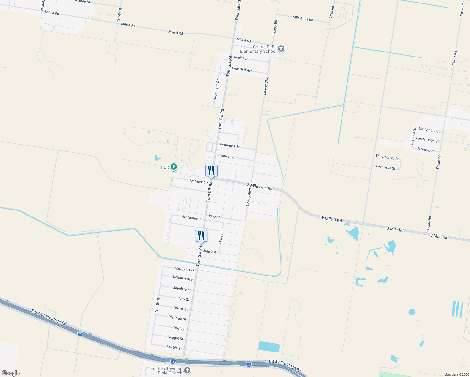 map of restaurants, bars, coffee shops, grocery stores, and more near 3320 Garza Street in Penitas