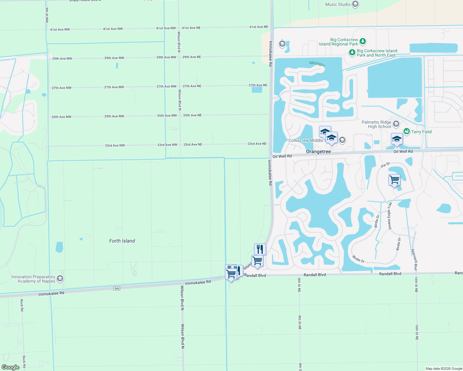 map of restaurants, bars, coffee shops, grocery stores, and more near 3011 4th Street Northeast in Naples