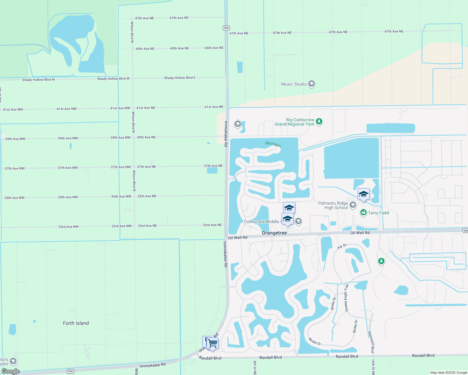 map of restaurants, bars, coffee shops, grocery stores, and more near 14600 Immokalee Road in Naples