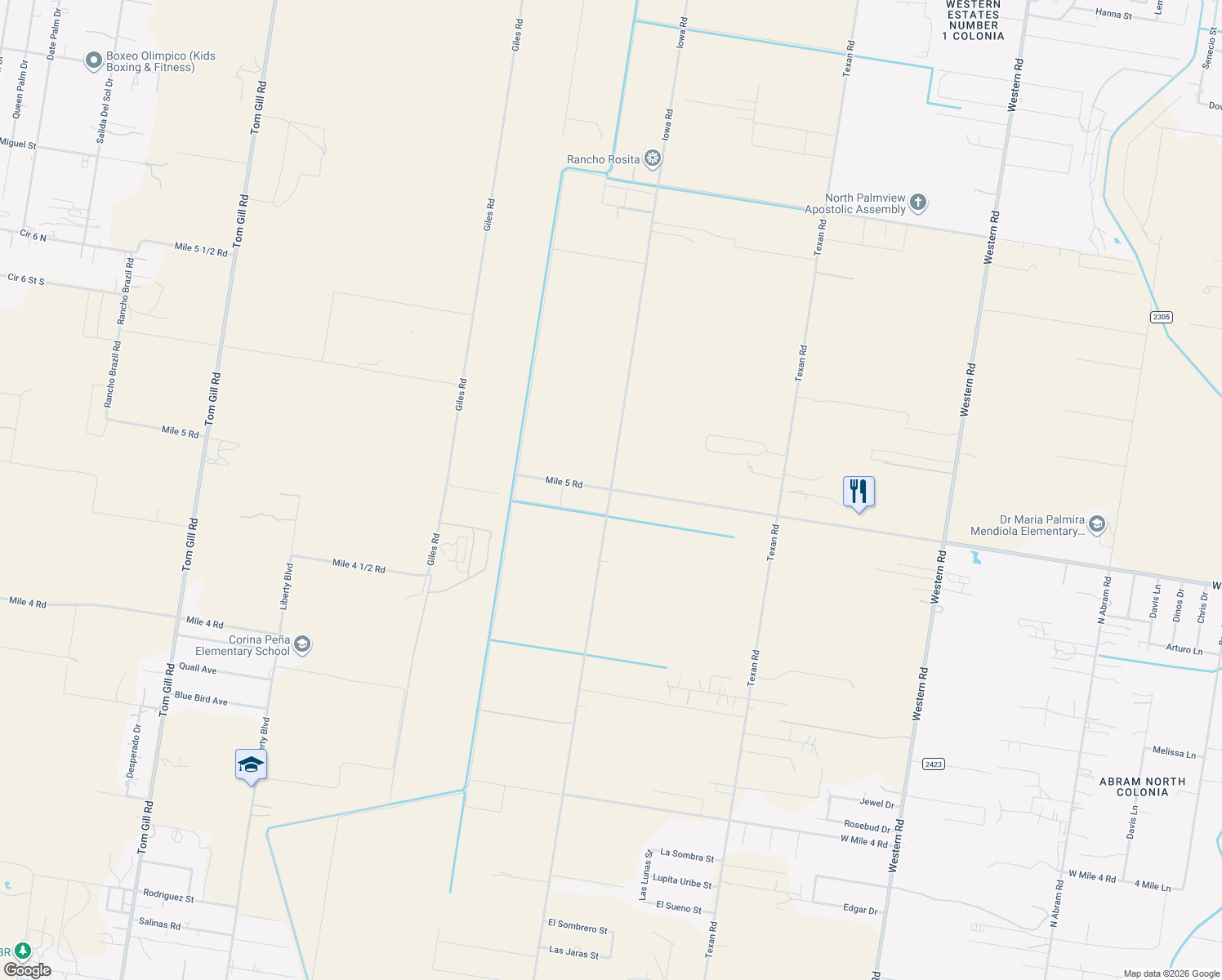 map of restaurants, bars, coffee shops, grocery stores, and more near Iowa Road in Mission