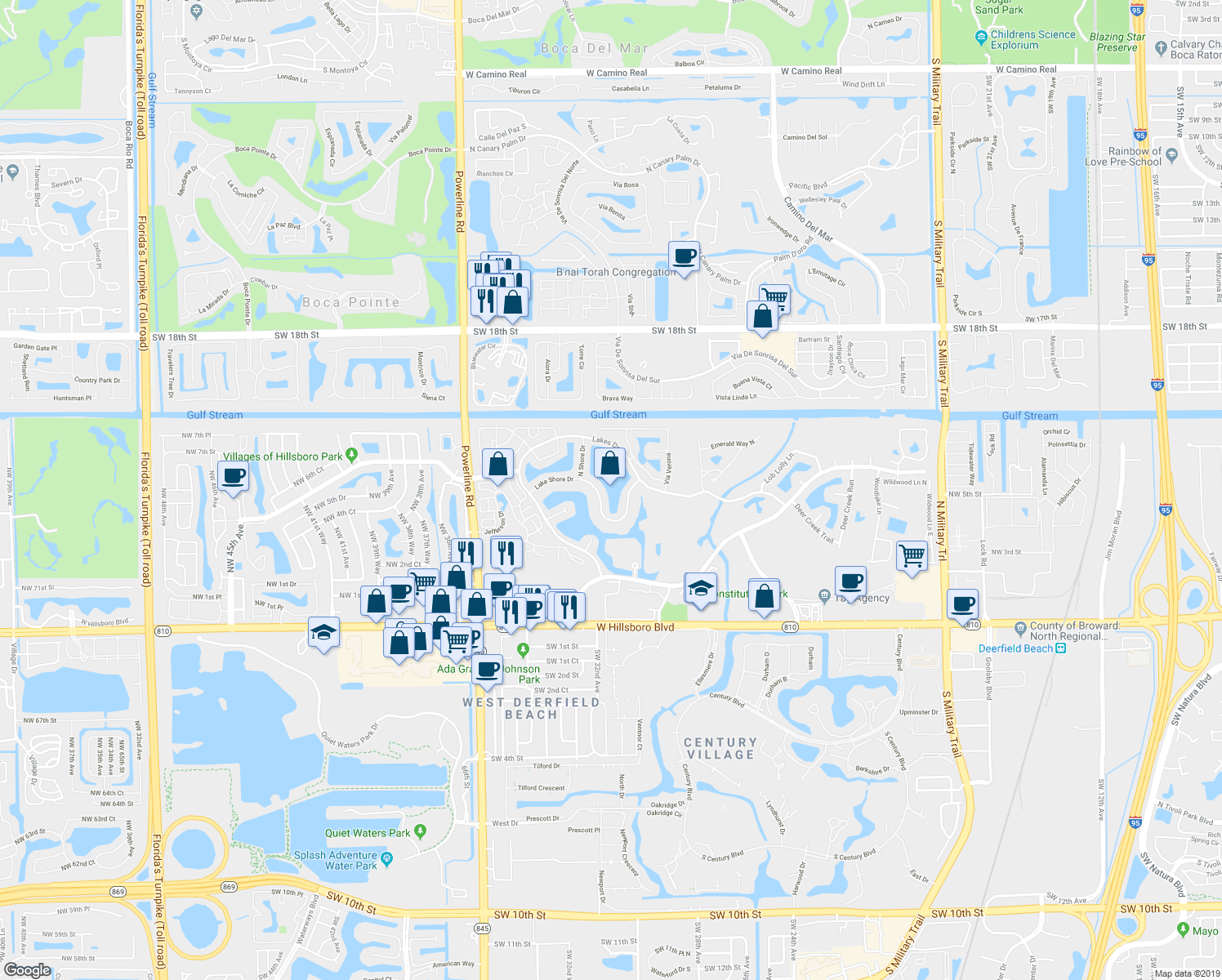 map of restaurants, bars, coffee shops, grocery stores, and more near 660 Edgewater Drive in Deerfield Beach