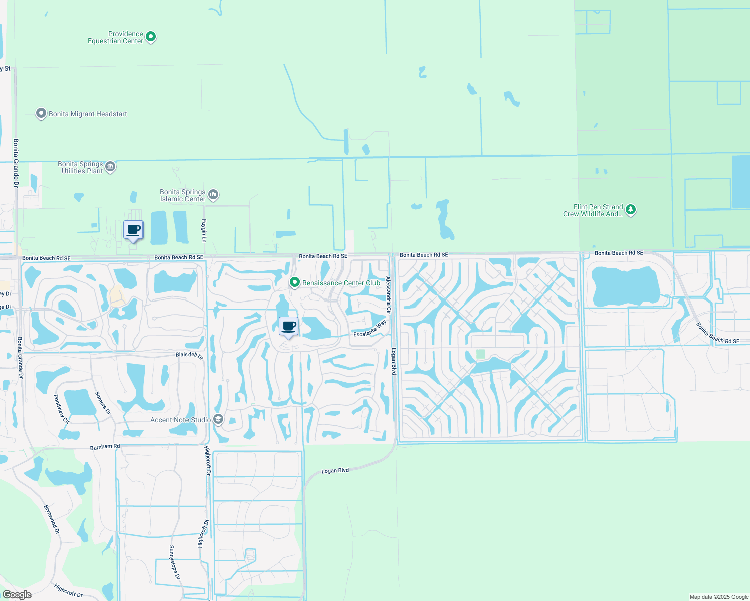map of restaurants, bars, coffee shops, grocery stores, and more near 14820 Donatello Court in Bonita Springs