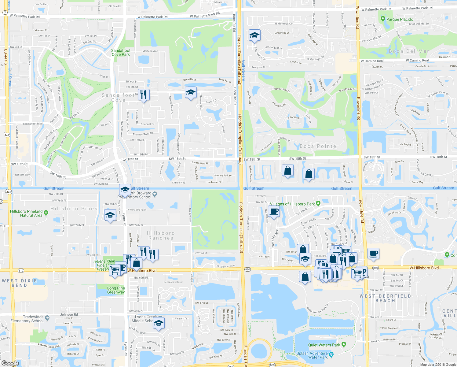 map of restaurants, bars, coffee shops, grocery stores, and more near 23441 Liberty Bell Terrace in Boca Raton