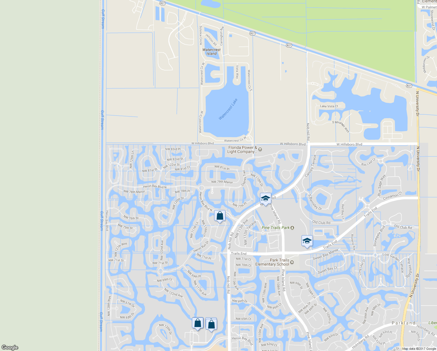 map of restaurants, bars, coffee shops, grocery stores, and more near 8036 Northwest 115th Way in Parkland