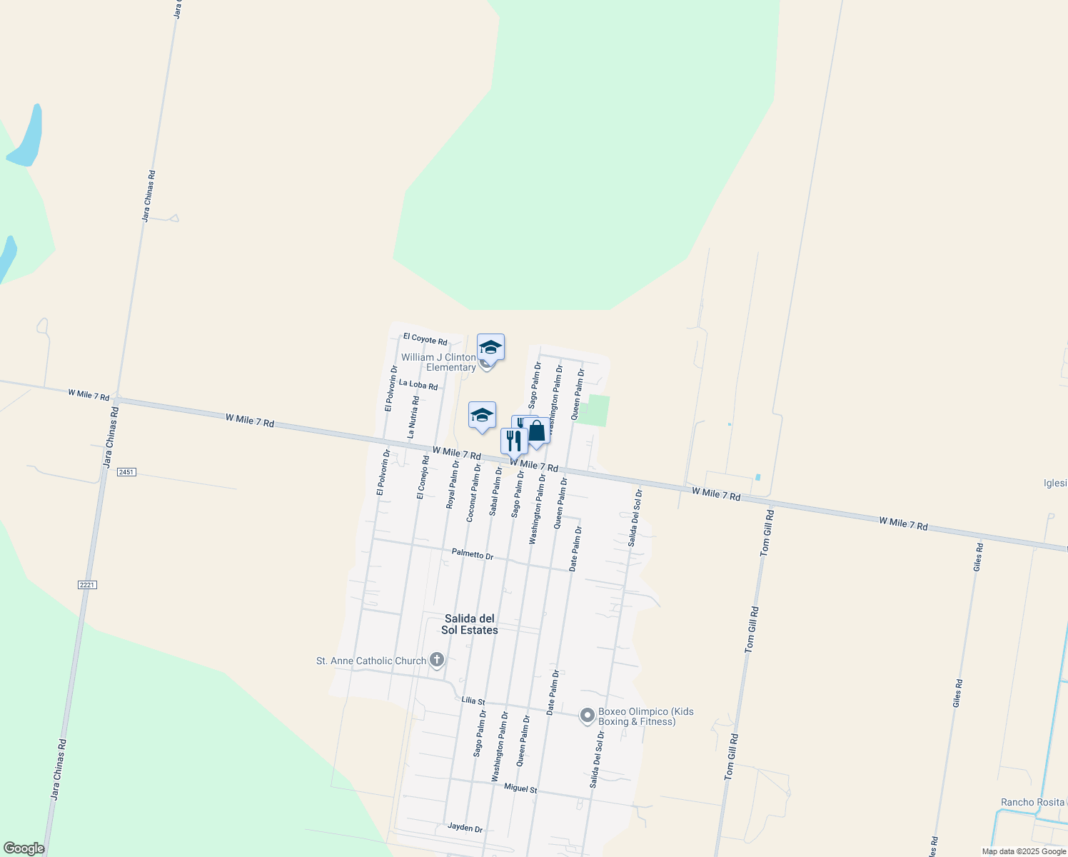 map of restaurants, bars, coffee shops, grocery stores, and more near 18106 Sago Palm Dr in Penitas