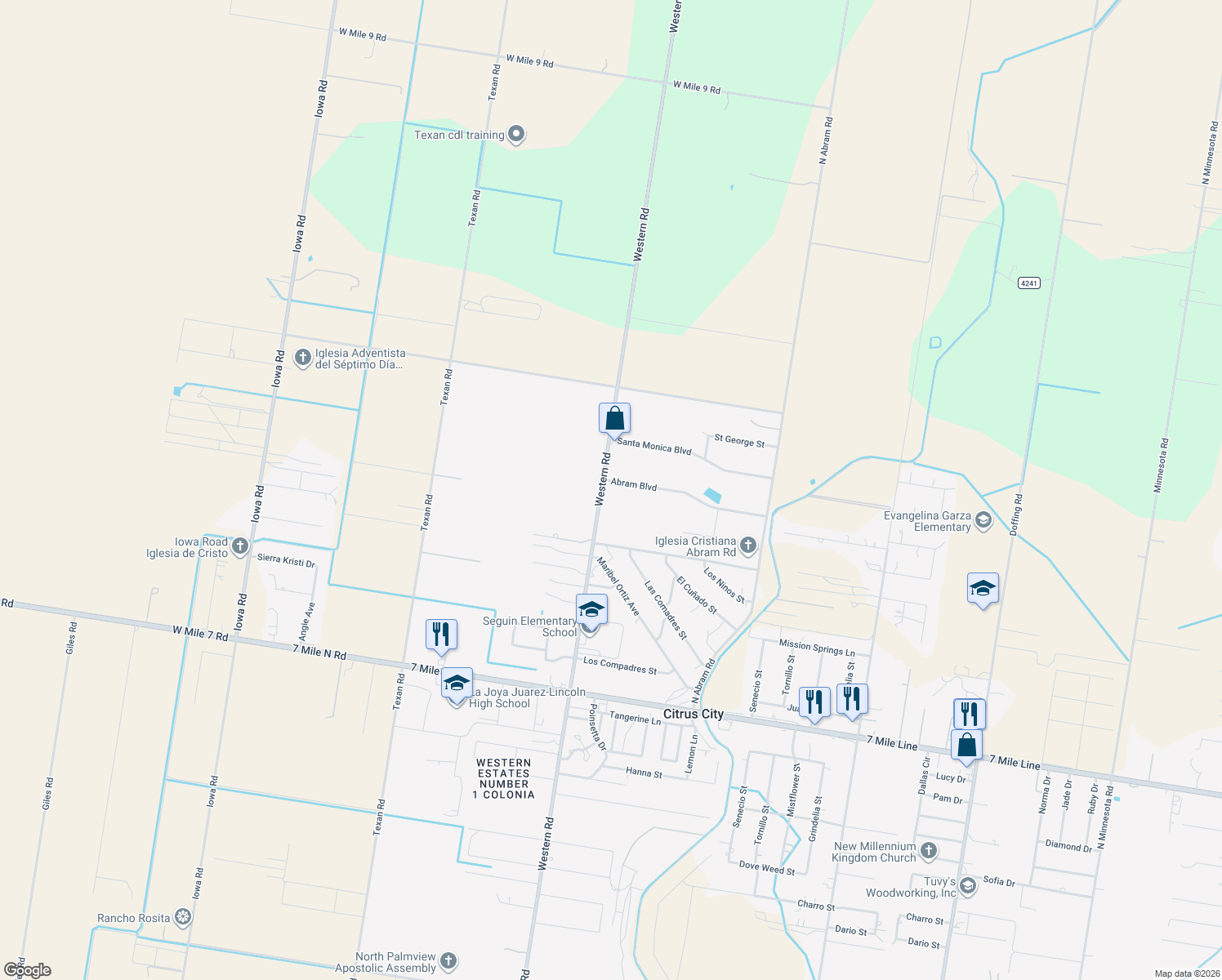 map of restaurants, bars, coffee shops, grocery stores, and more near 8922 Western Road in Mission