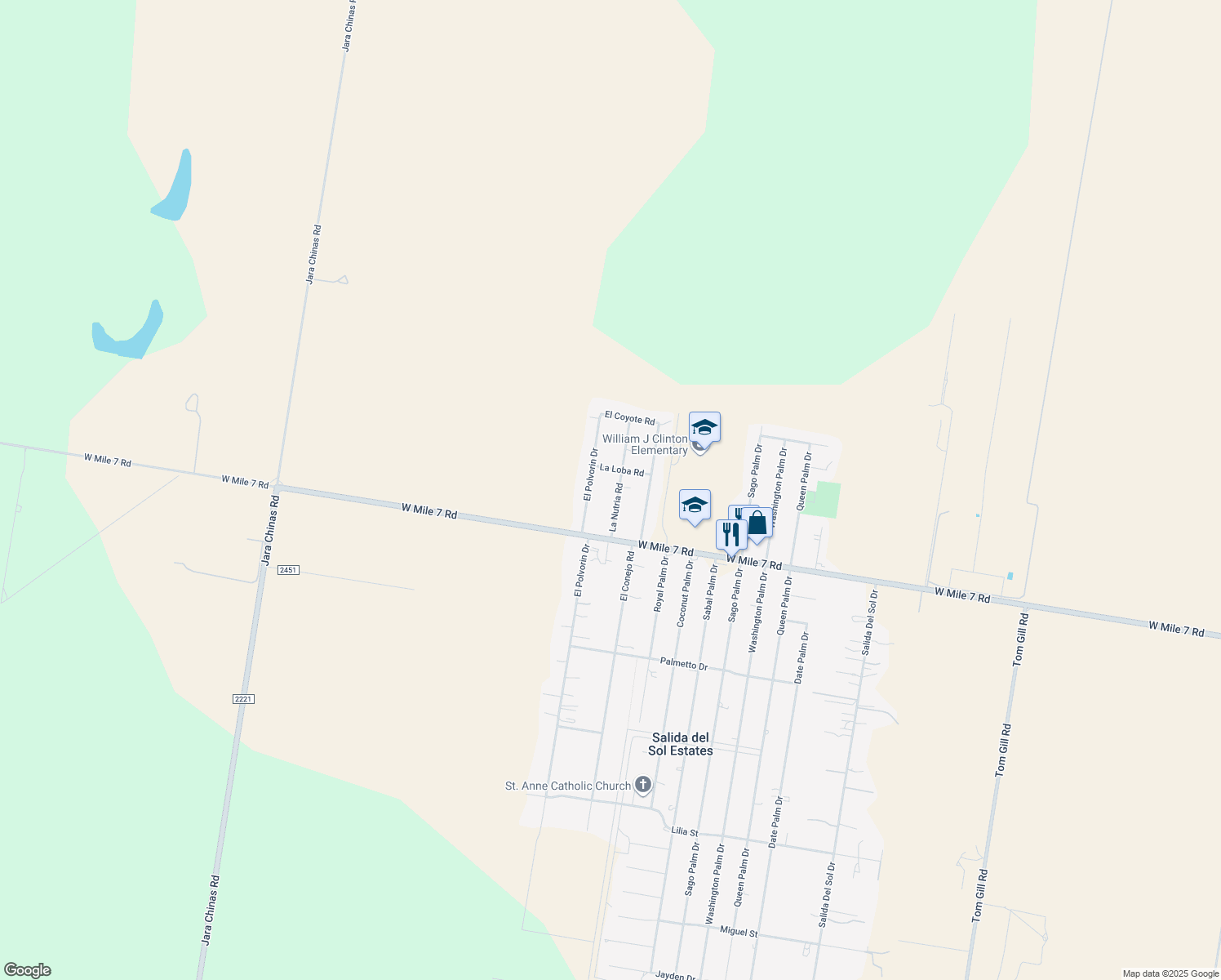 map of restaurants, bars, coffee shops, grocery stores, and more near 18111 La Nutria Rd in Penitas