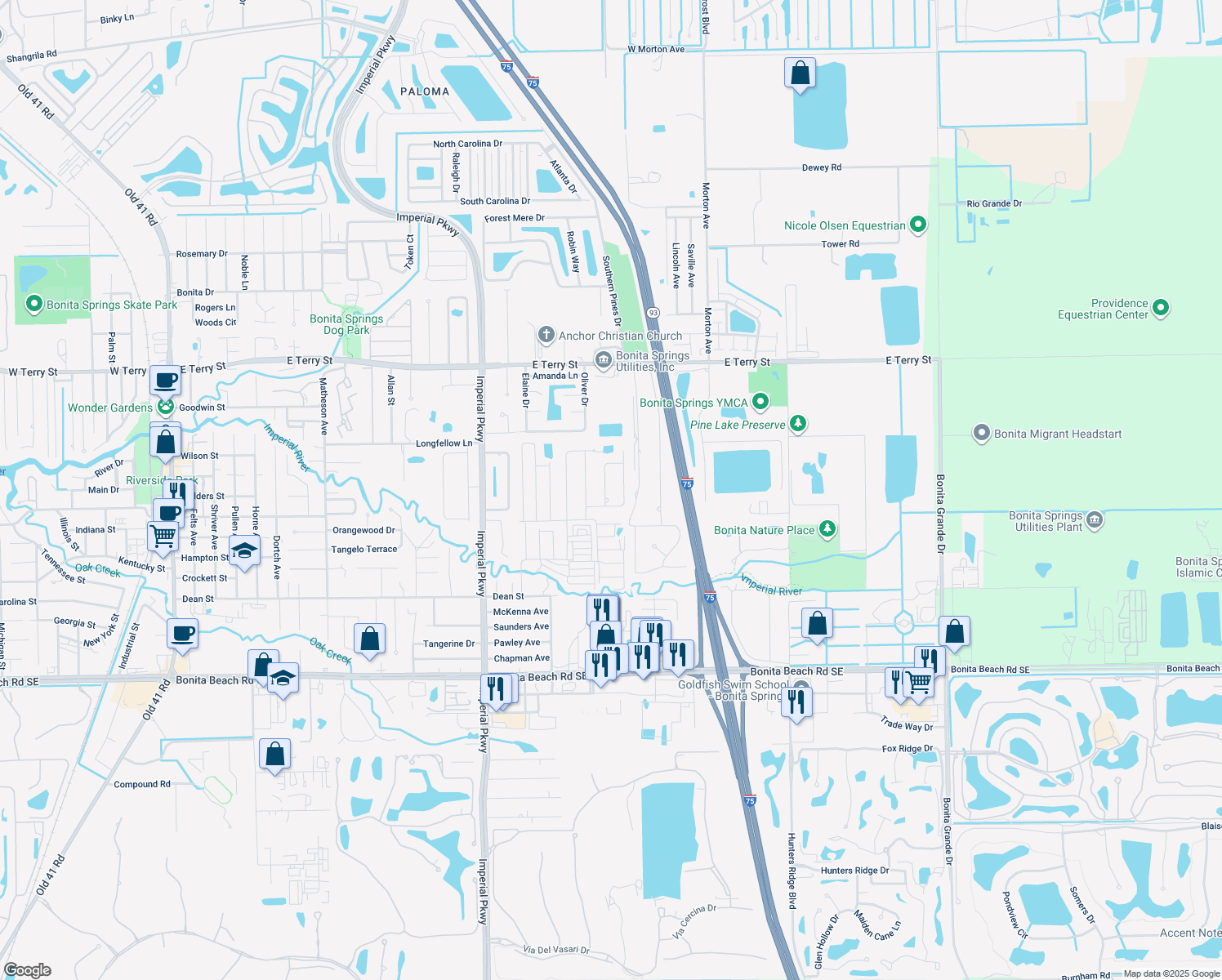 map of restaurants, bars, coffee shops, grocery stores, and more near 27407 Valois Drive in Bonita Springs