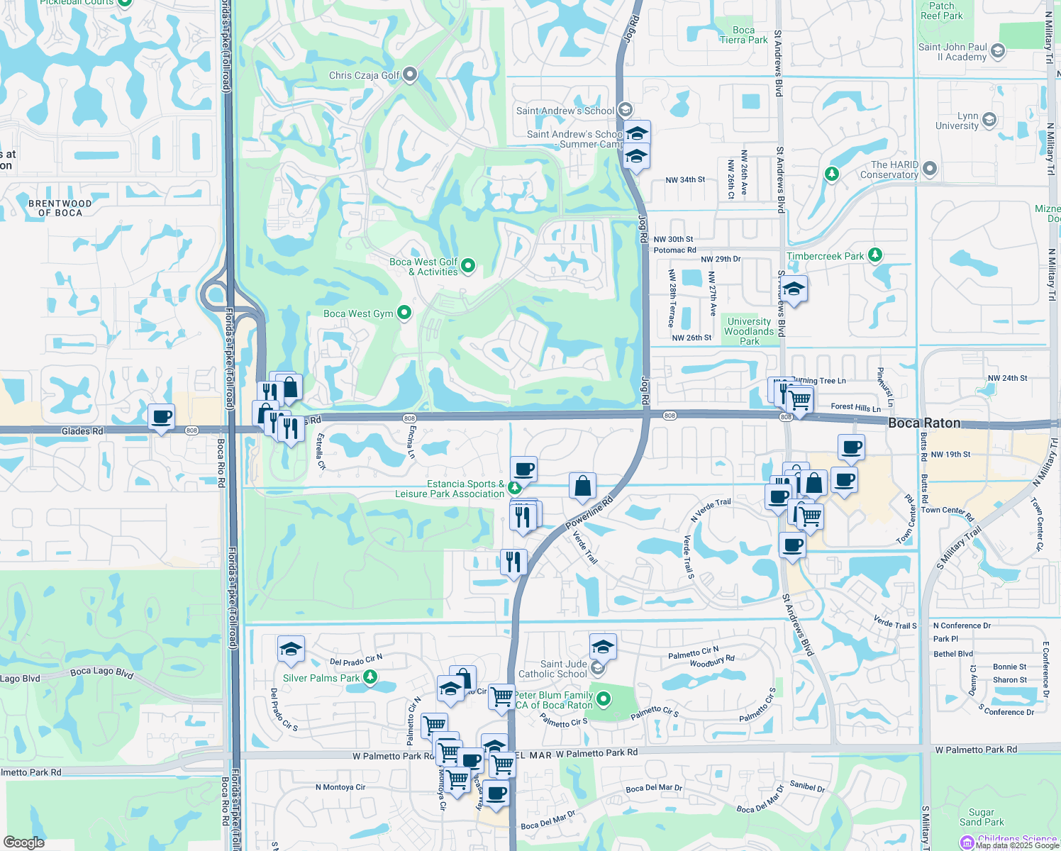 map of restaurants, bars, coffee shops, grocery stores, and more near 6923 Corto Circle in Boca Raton
