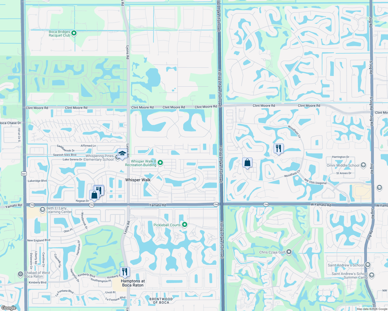 map of restaurants, bars, coffee shops, grocery stores, and more near 8146 Windgate Drive in Boca Raton