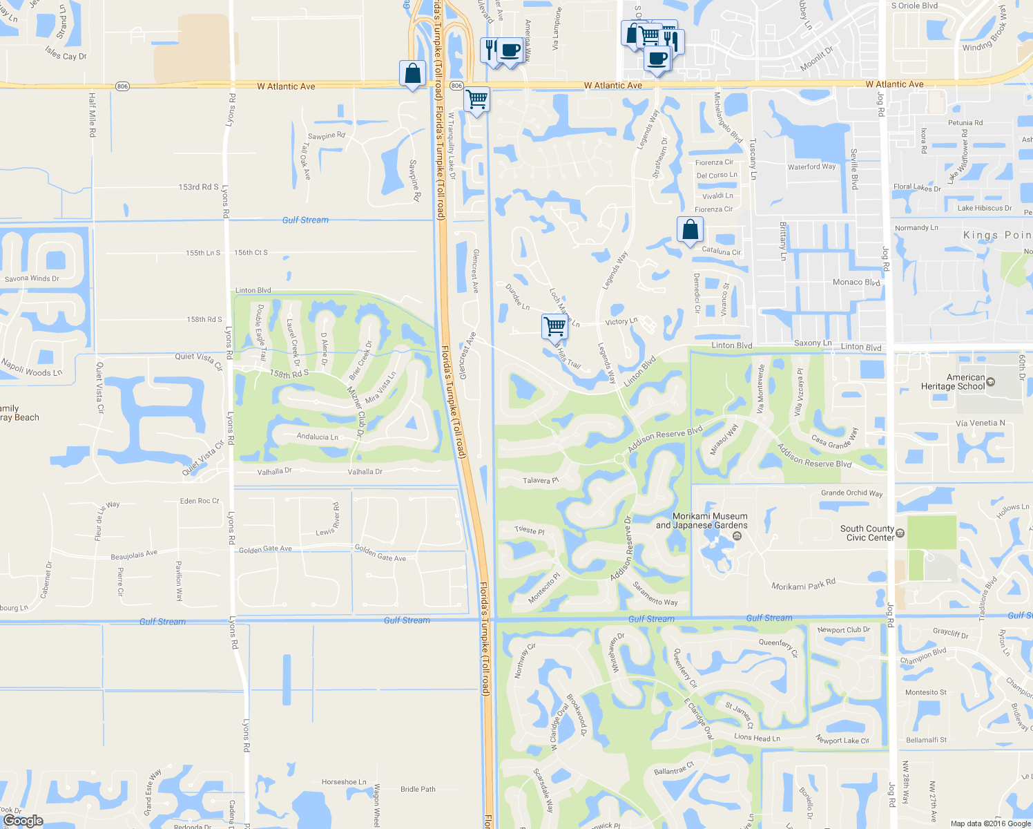 map of restaurants, bars, coffee shops, grocery stores, and more near 7946 Villa D Este Way in Delray Beach