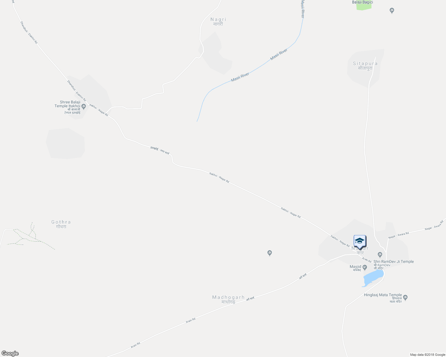 map of restaurants, bars, coffee shops, grocery stores, and more near Itakhoi - Nagar Road in Nagar