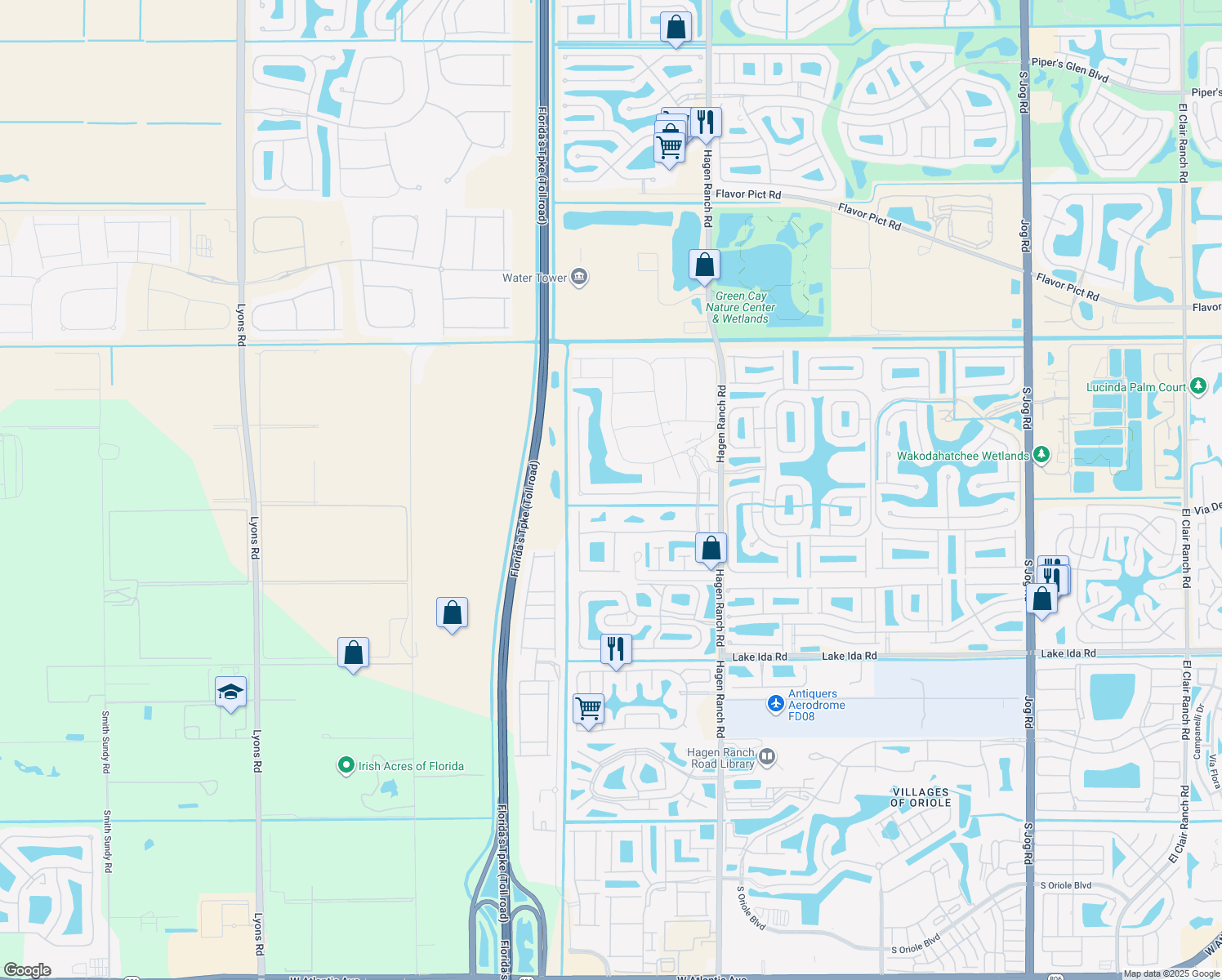 map of restaurants, bars, coffee shops, grocery stores, and more near 7729 Monarch Court in Delray Beach