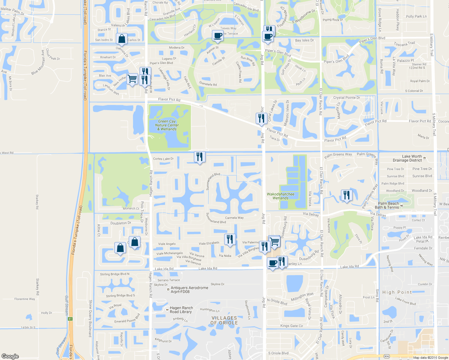 map of restaurants, bars, coffee shops, grocery stores, and more near 13230 Avila Beach Cove in Delray Beach