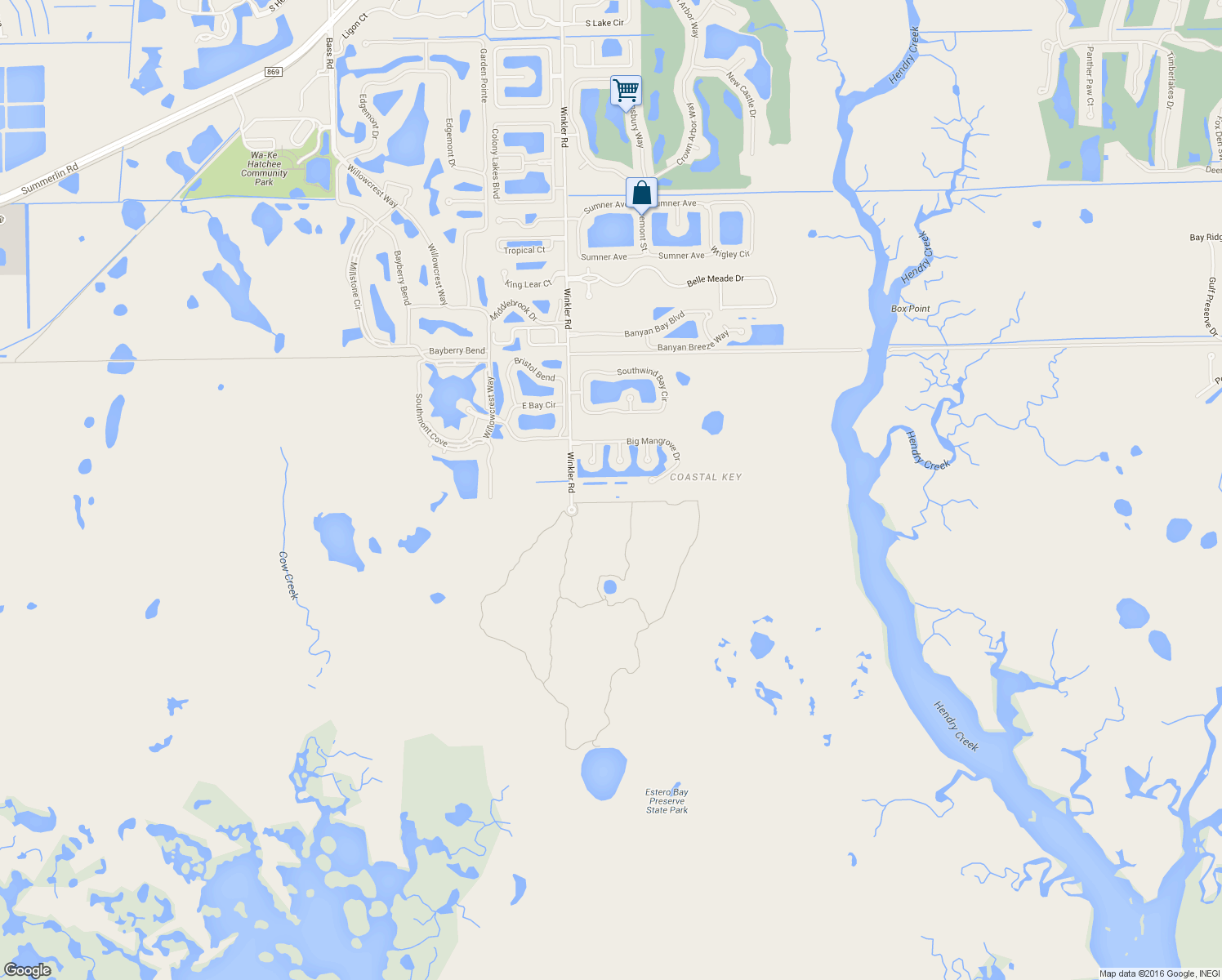 map of restaurants, bars, coffee shops, grocery stores, and more near 17981 Winkler Road in Fort Myers