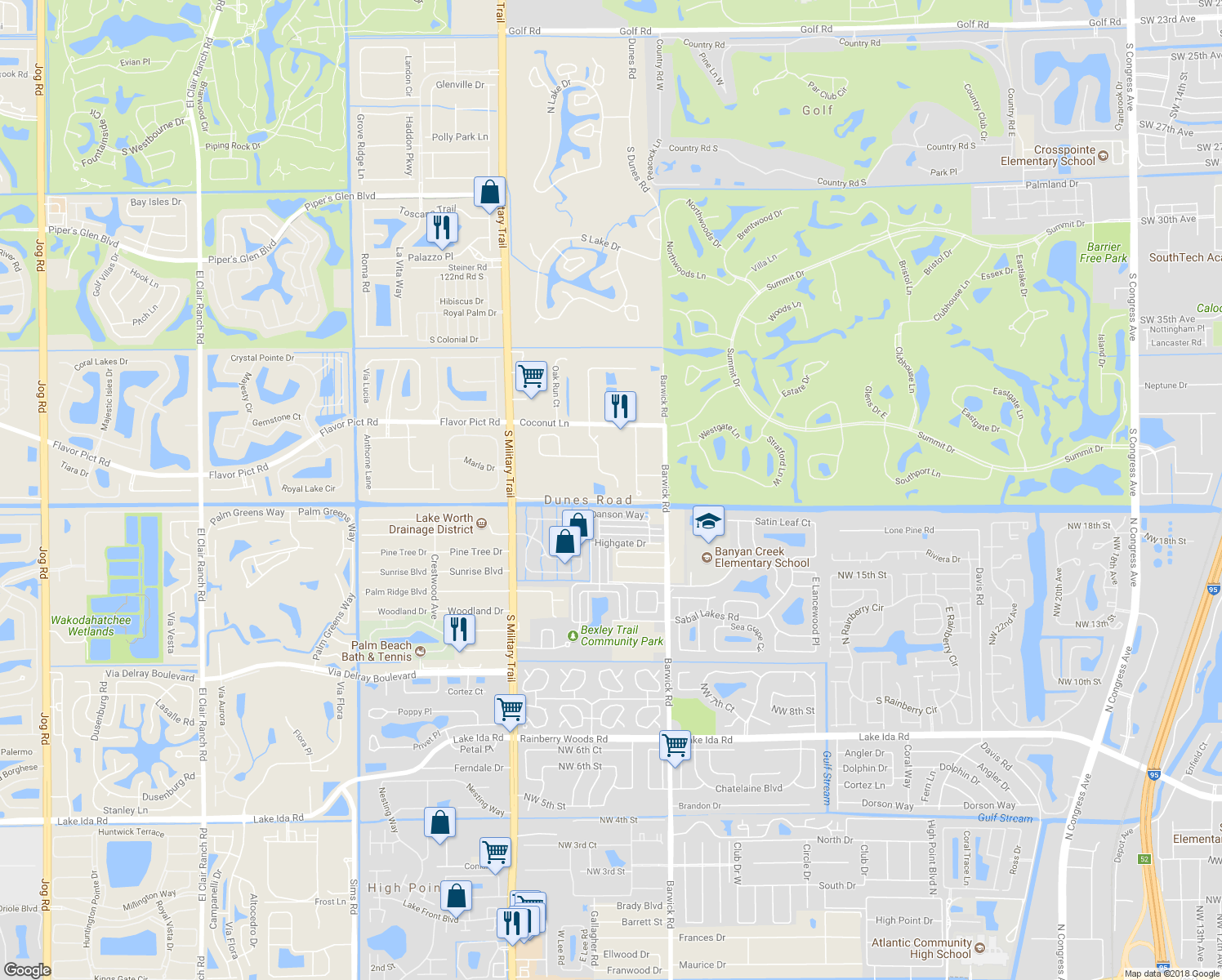 map of restaurants, bars, coffee shops, grocery stores, and more near 12937 Cocoa Pine Drive in Boynton Beach