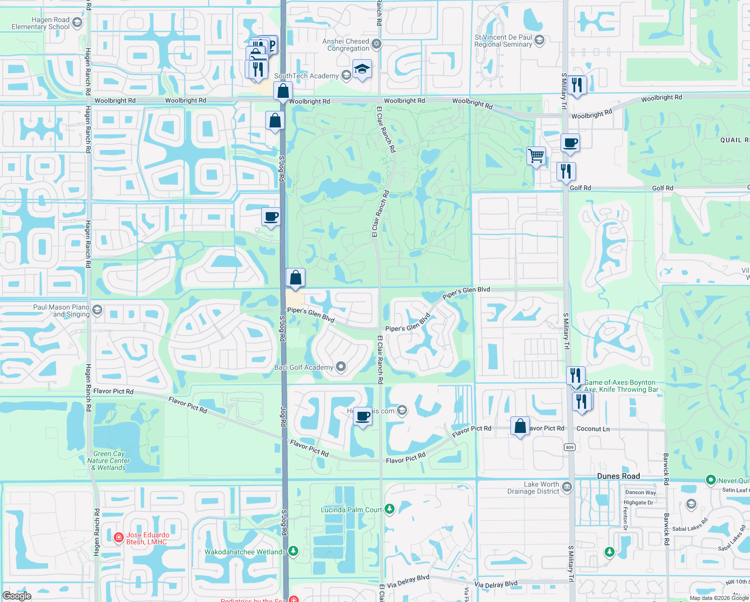 map of restaurants, bars, coffee shops, grocery stores, and more near 6115 Bay Isles Drive in Boynton Beach