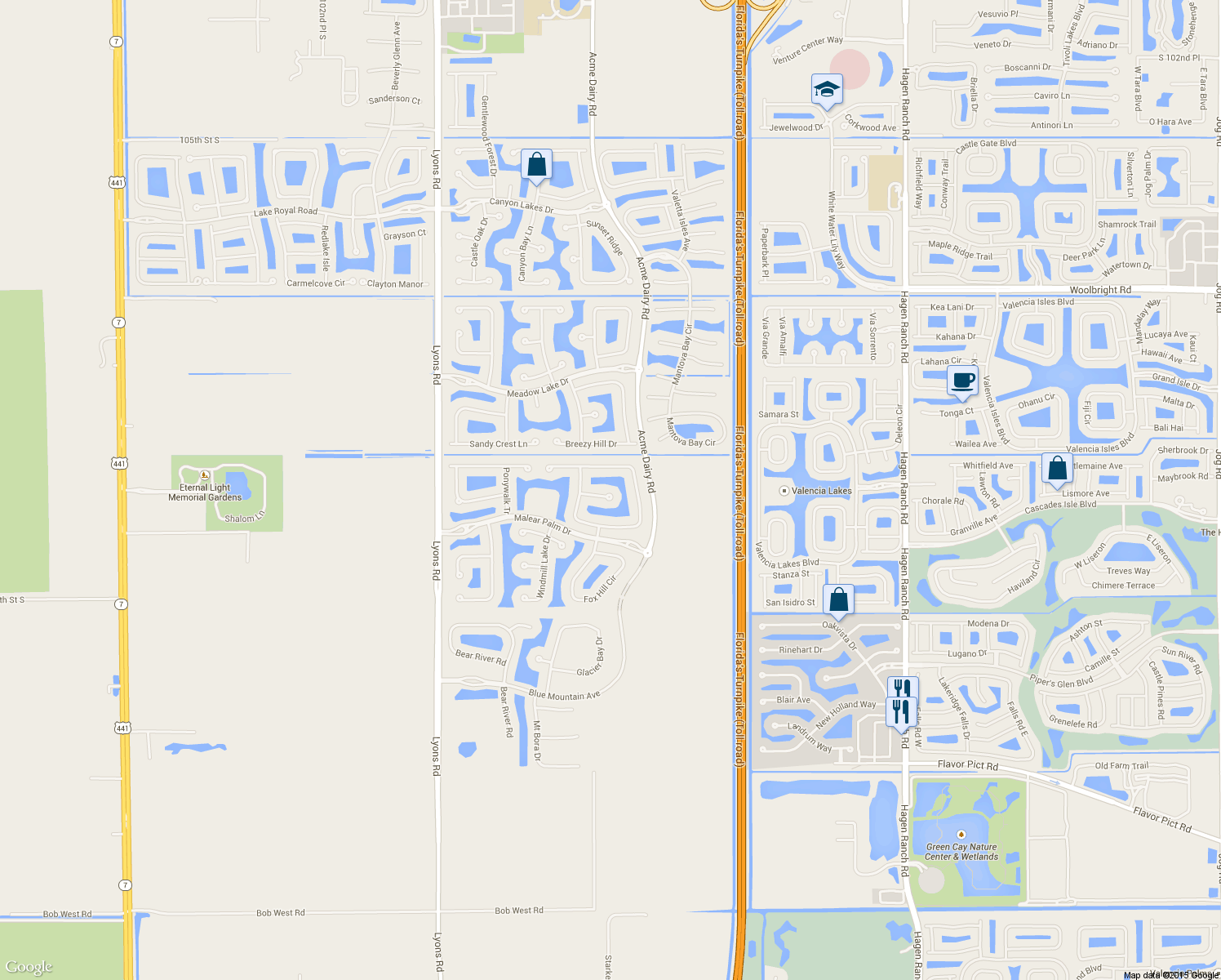map of restaurants, bars, coffee shops, grocery stores, and more near 8521 Briar Rose Point in Boynton Beach